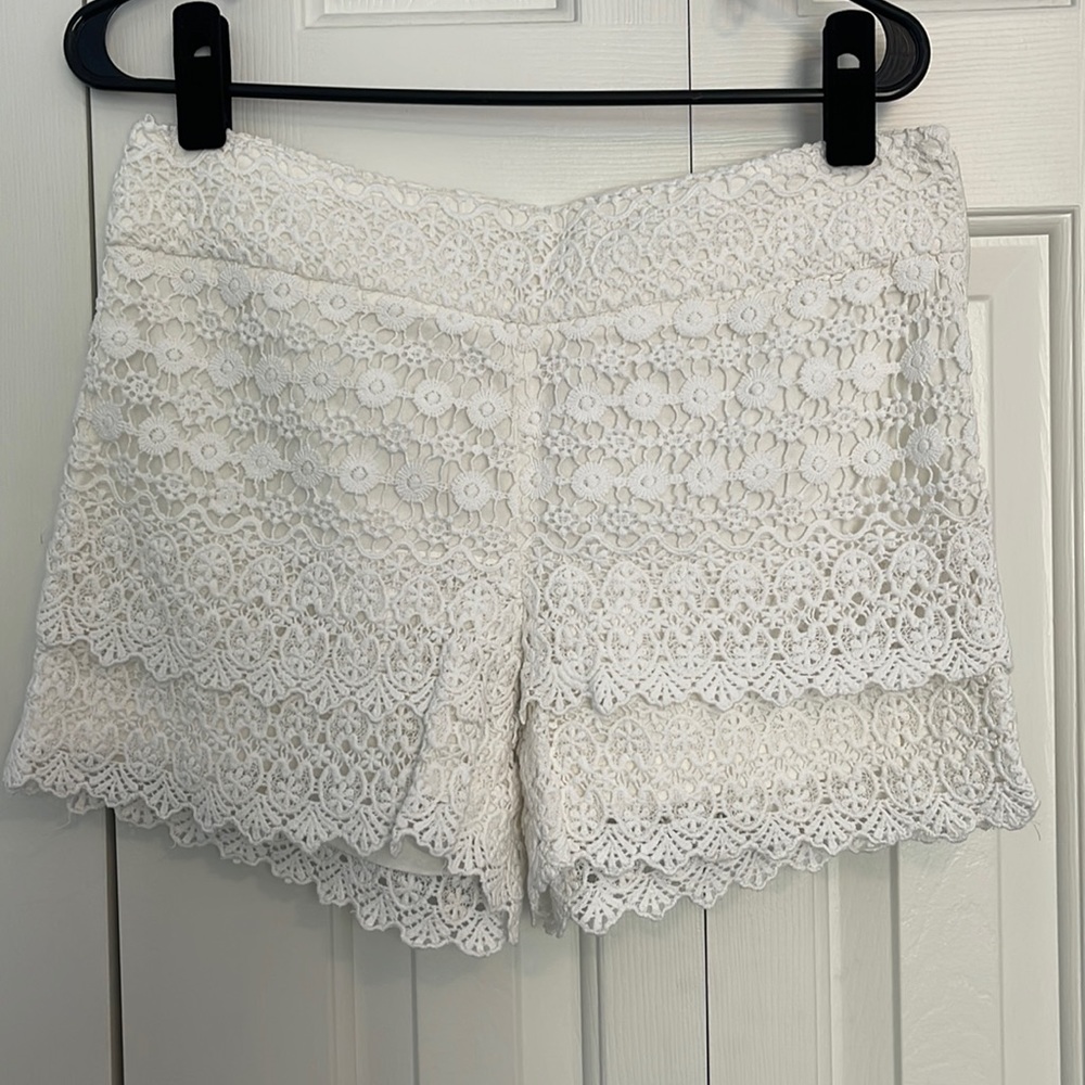 Loft white lace high waisted shorts